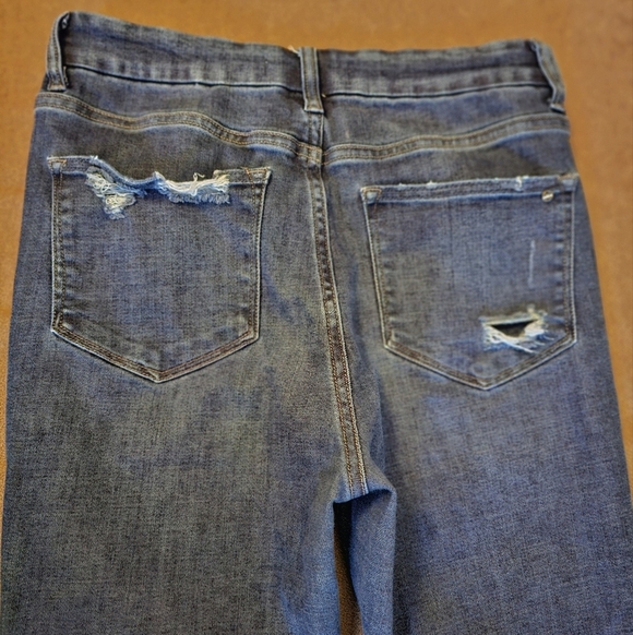 Mica Los Angeles High Rise Distressed Raw Hem Dark Wash Skinny Jeans Size 29 - Picture 9 of 14